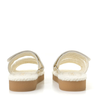 Chanel Cord Lambskin Quilted Logo Mules 42 Ivory 5 of 10