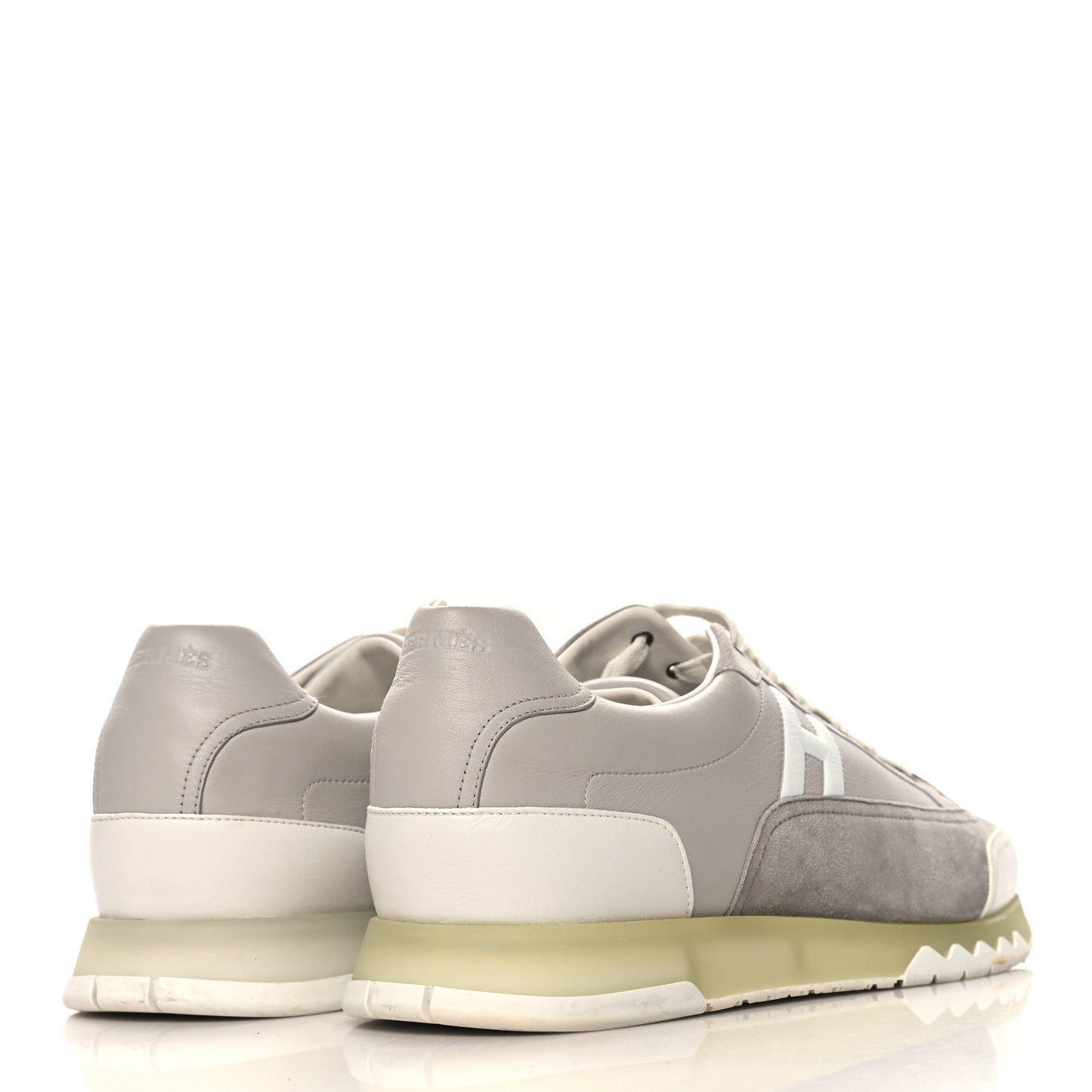 Suede Goatskin Mens Trail Sneakers 44.5 Gris White