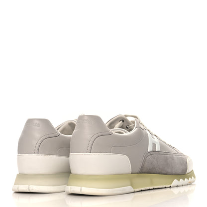 Hermes Suede Goatskin Mens Trail Sneakers 44.5 Gris White 5 of 9
