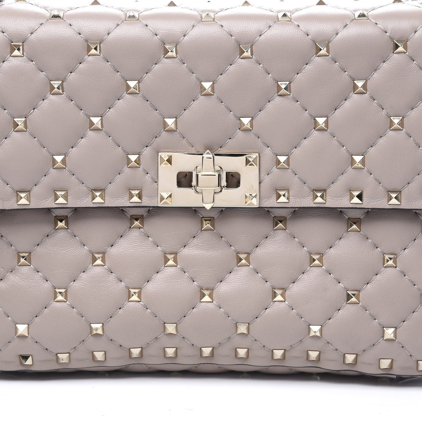 Lambskin Medium Rockstud Spike Shoulder Bag Poudre