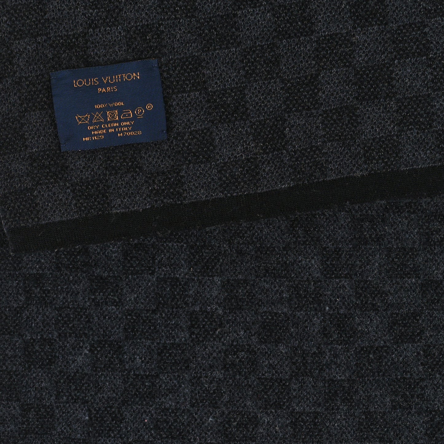 Wool Petit Damier Graphite Scarf Black