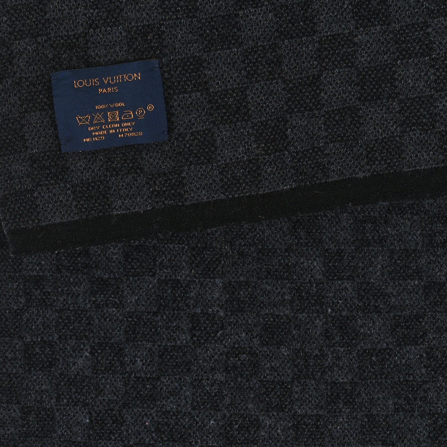 Louis Vuitton Wool Petit Damier Graphite Scarf Black 3 of 3