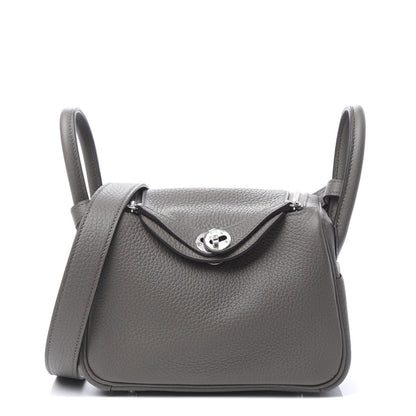 Hermes Taurillon Clemence Mini Lindy 20 Etain 1 of 9