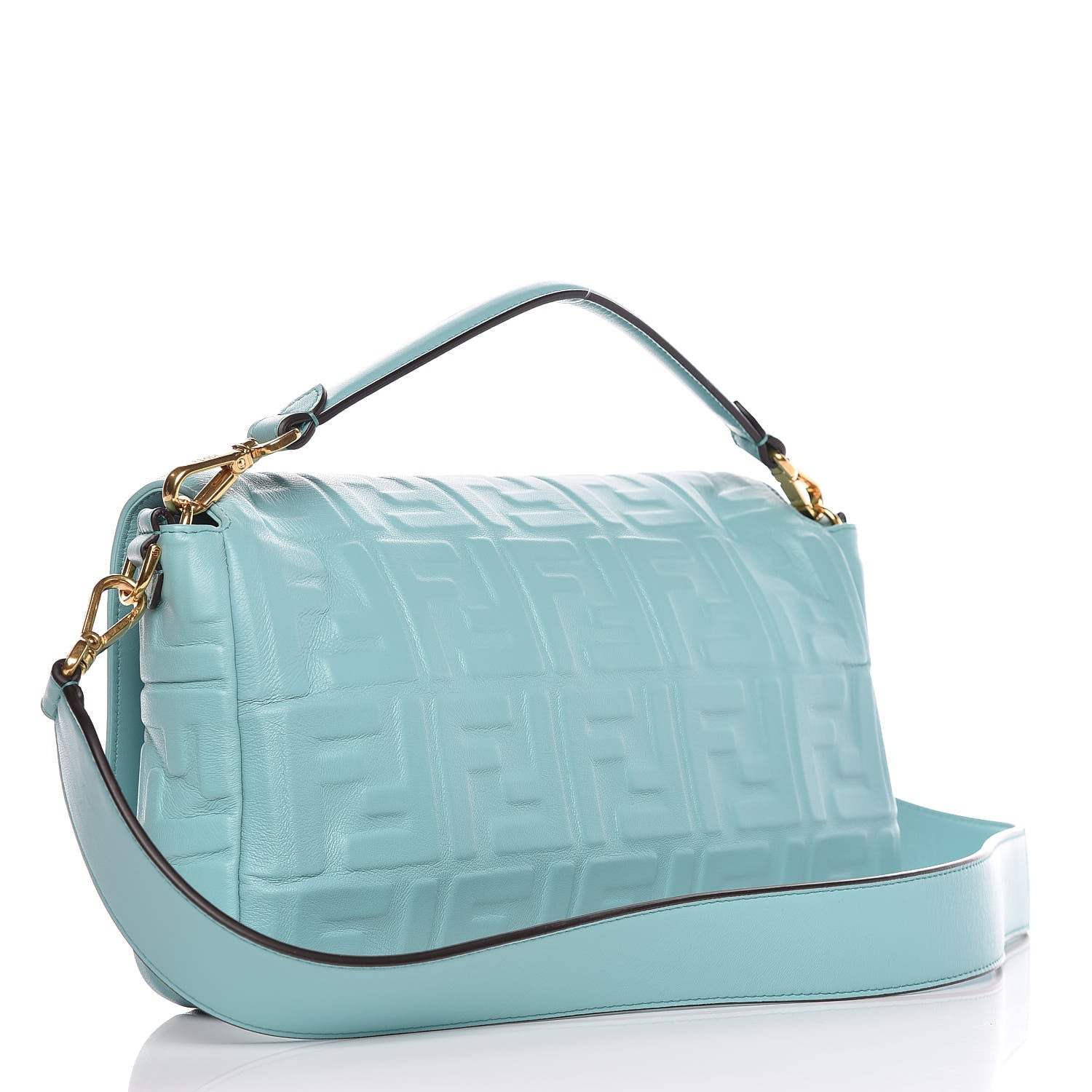 Fendi Nappa FF 1974 Embossed Large Baguette Tiffany 3 of 10