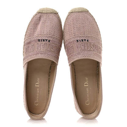 Christian Dior Metallic Cotton Embroidered Granville Espadrille 37 Rose 2 of 8