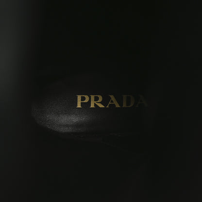 Prada Suede Metal Triangle Logo Knee Boots 38 Black 6 of 8