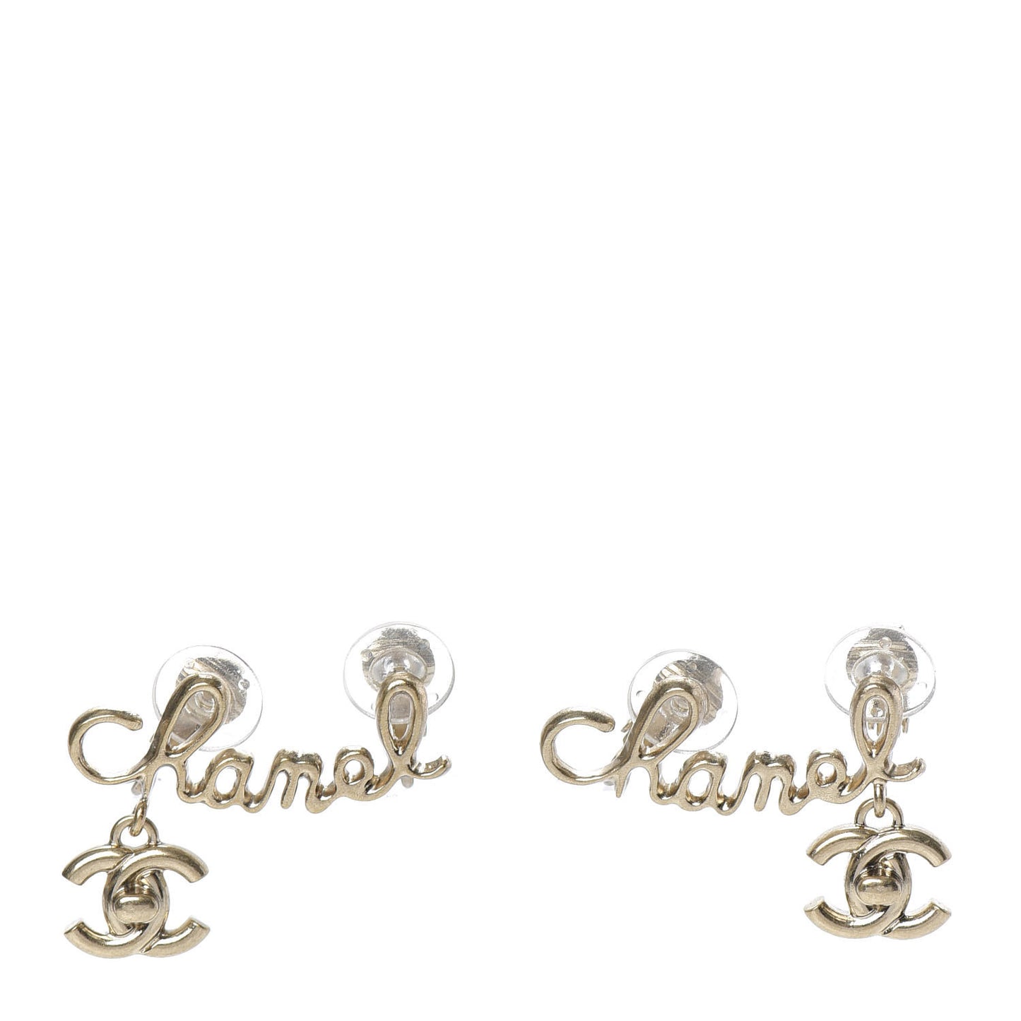 Metal Logo CC Turnlock Clip On Earrings Gold