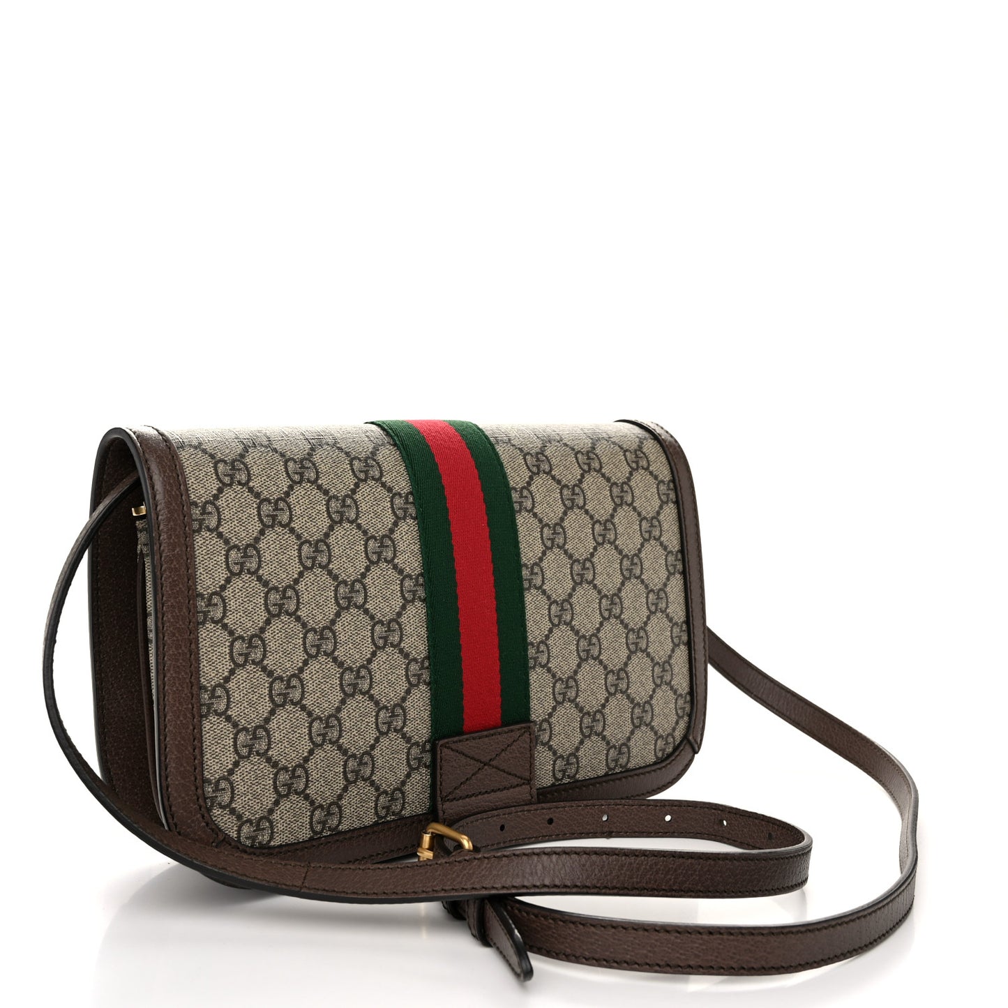 GG Supreme Monogram Web Ophidia Flap Messenger Bag Beige New Acero
