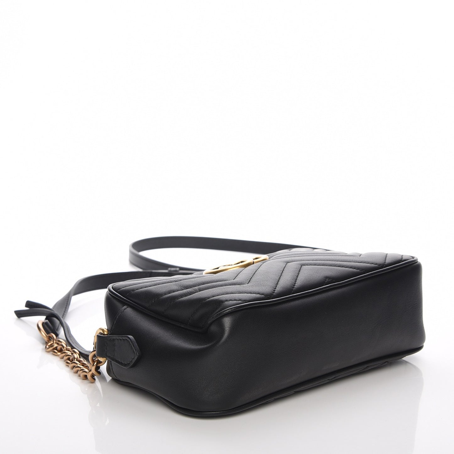 Calfskin Matelasse Small GG Marmont Chain Shoulder Bag Black