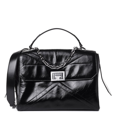 Givenchy Creased Patent Calfskin Medium ID Flap Black 1 of 4