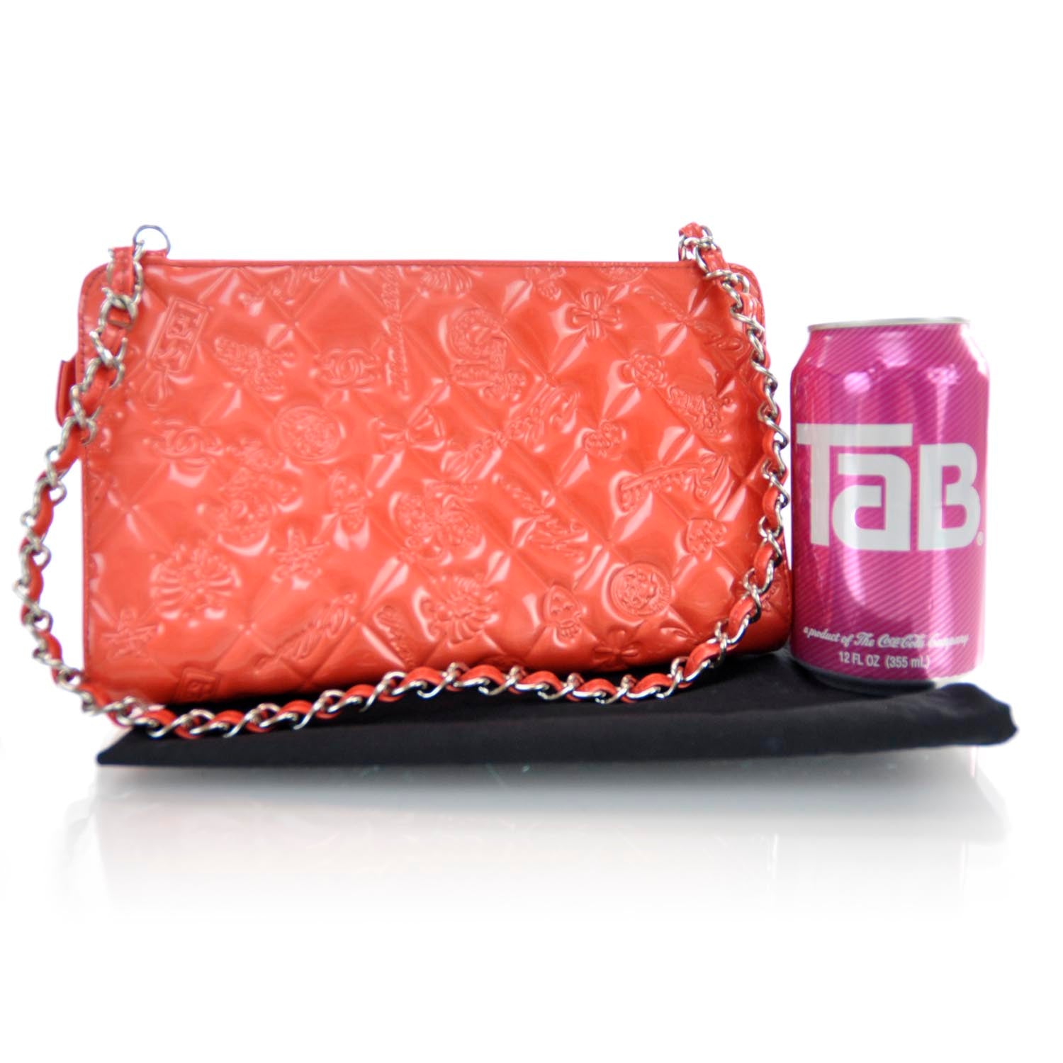 Chanel Patent Calfskin Lucky Symbols Pochette Coral 3 of 7