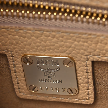 MCM Visetos Calfskin Medium Patricia Satchel Beige 6 of 8
