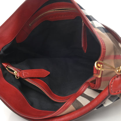 Burberry House Check Bridle Calfskin Medium Gosford Hobo Red 4 of 4