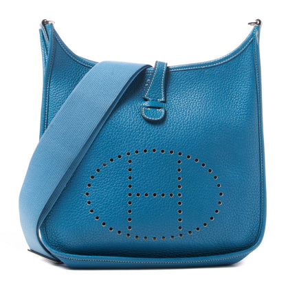Hermes Taurillon Clemence Evelyne III PM Blue Jean 1 of 8
