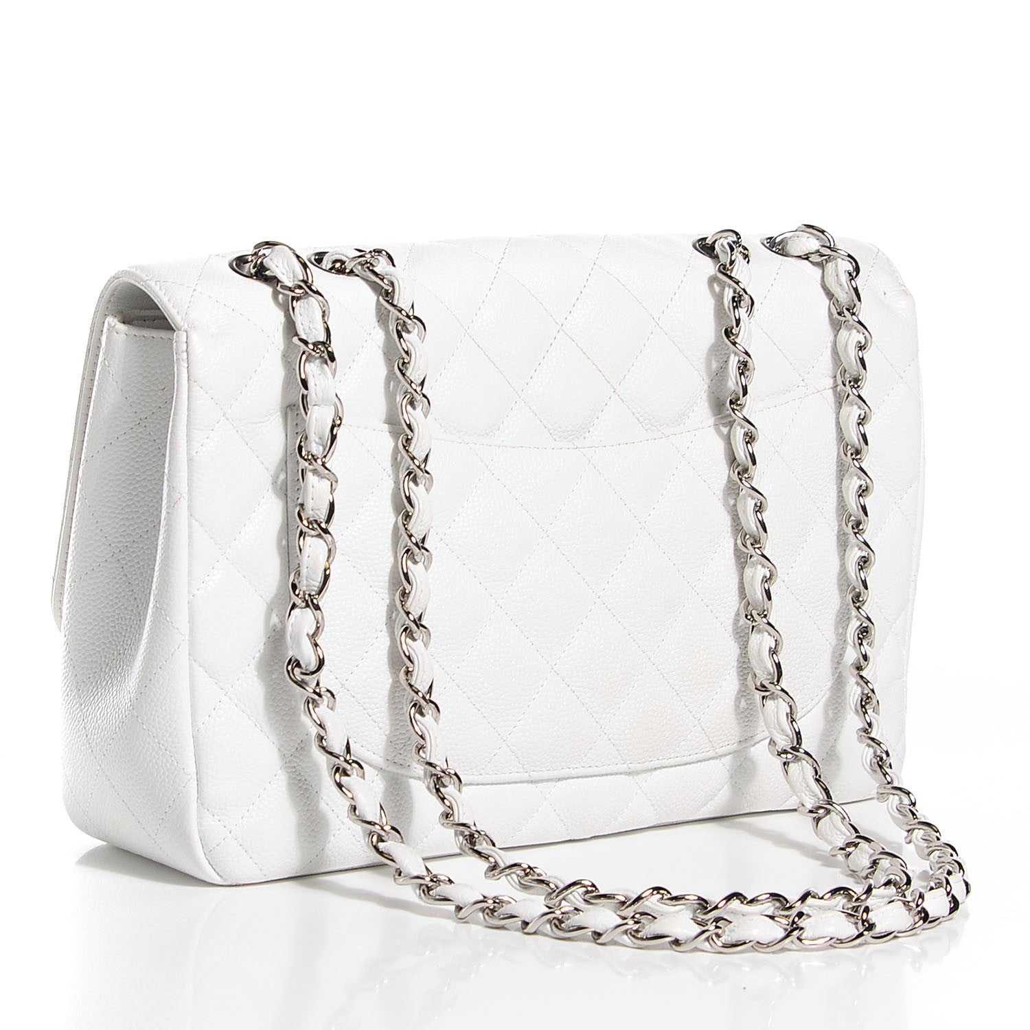 Chanel Caviar Quilted Jumbo Single Flap White 3 of 8