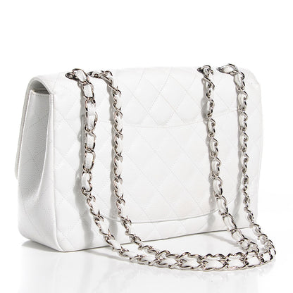 Chanel Caviar Quilted Jumbo Single Flap White 3 of 8