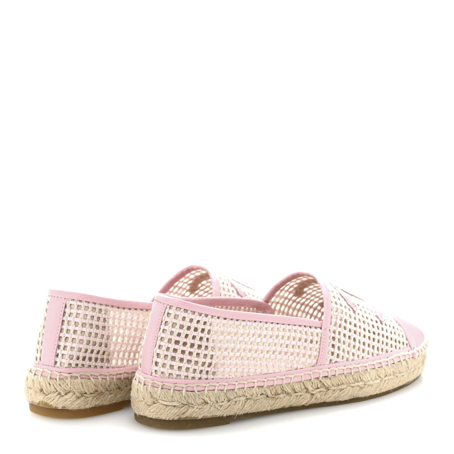 Mesh Lambskin CC Espadrilles 39 Light Pink Beige