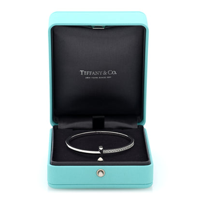 Tiffany 18K White Gold Diamond Narrow T1 Hinged Bangle Bracelet 4 of 4