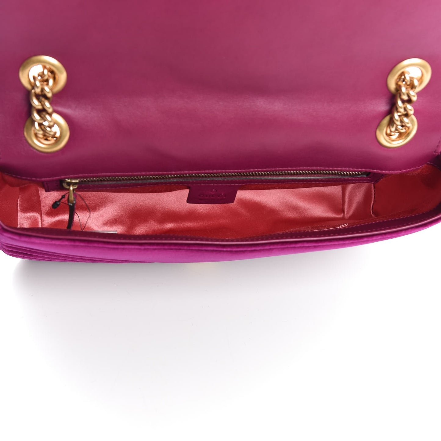 Velvet Matelasse Medium GG Marmont Shoulder Bag Fuchsia Violet Cyclamen