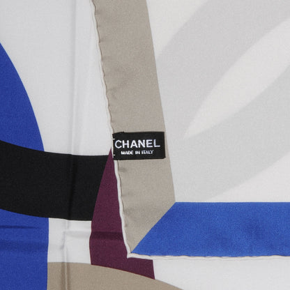 Chanel Silk CC Logo Square Scarf Multicolor White 3 of 4