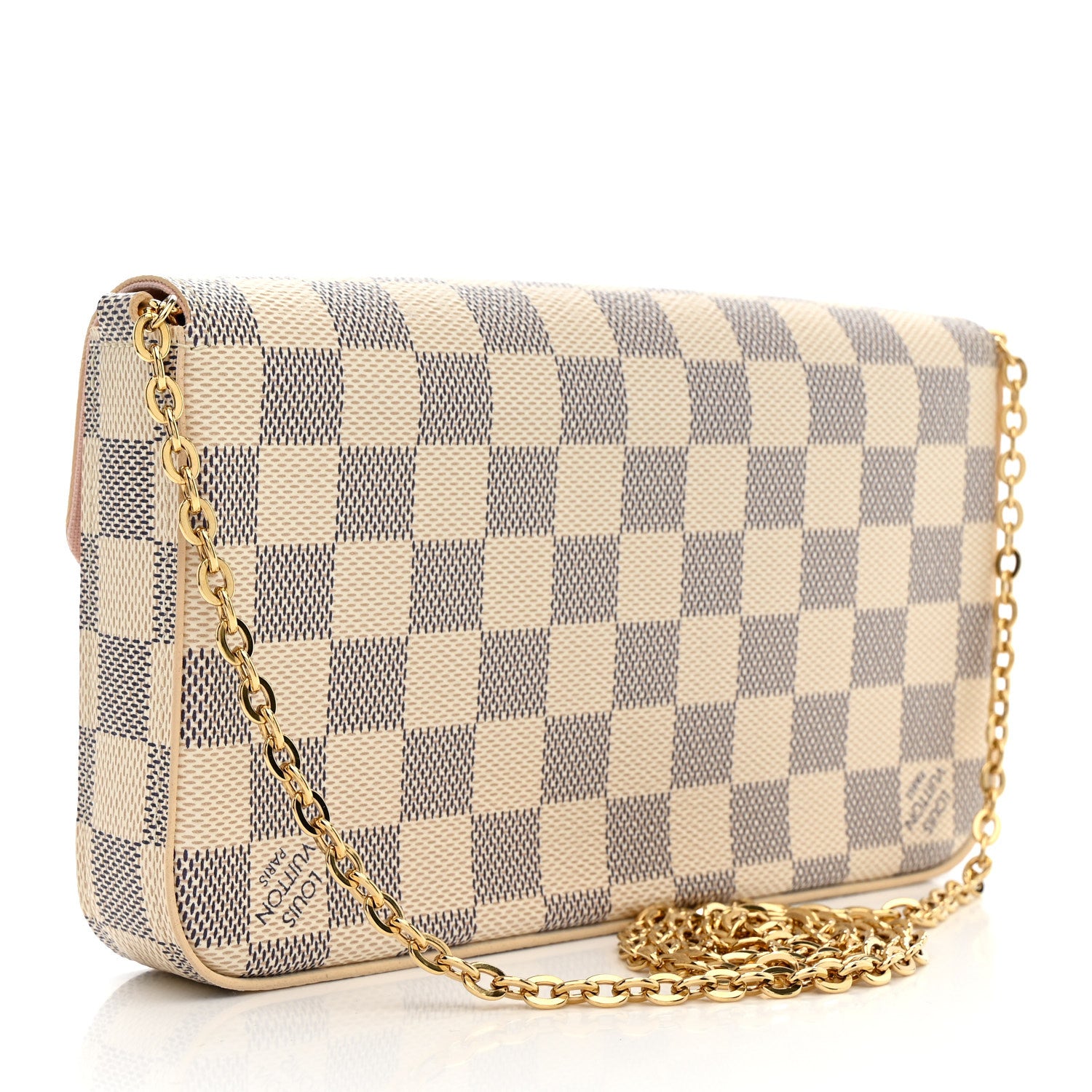 Louis Vuitton Damier Azur Pochette Felicie Chain Wallet Rose Ballerine 4 of 11