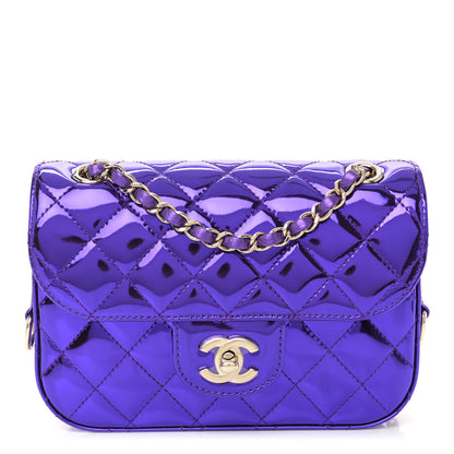 Chanel Mirror Calfskin Metallic Calfskin Quilted Hollywood Boulevard Mini Flap With Star Coin Purse Purple 1 of 12