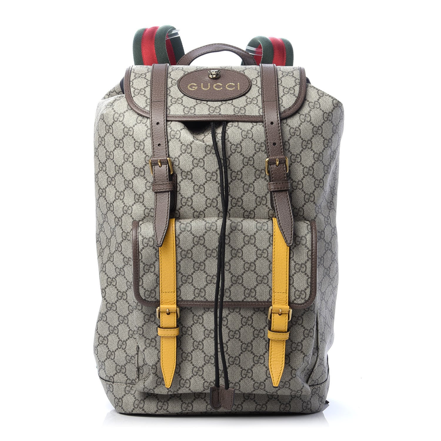 Gucci Soft GG Supreme Monogram Neo Vintage Double Buckle Backpack Beige New Acero Crop 1 of 11