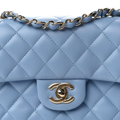 Chanel Lambskin Quilted Mini Rectangular Flap Light Blue 10 of 11