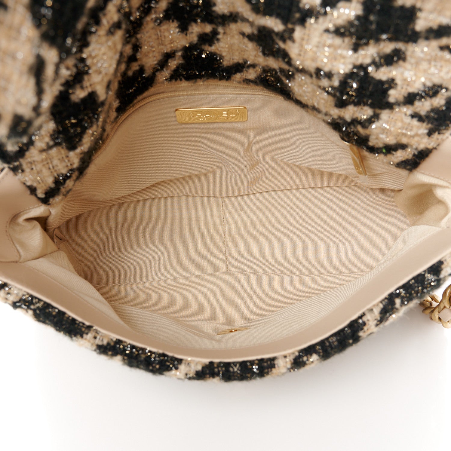 Chanel Tweed Quilted Large Chanel 19 Flap Black Beige 5 of 10