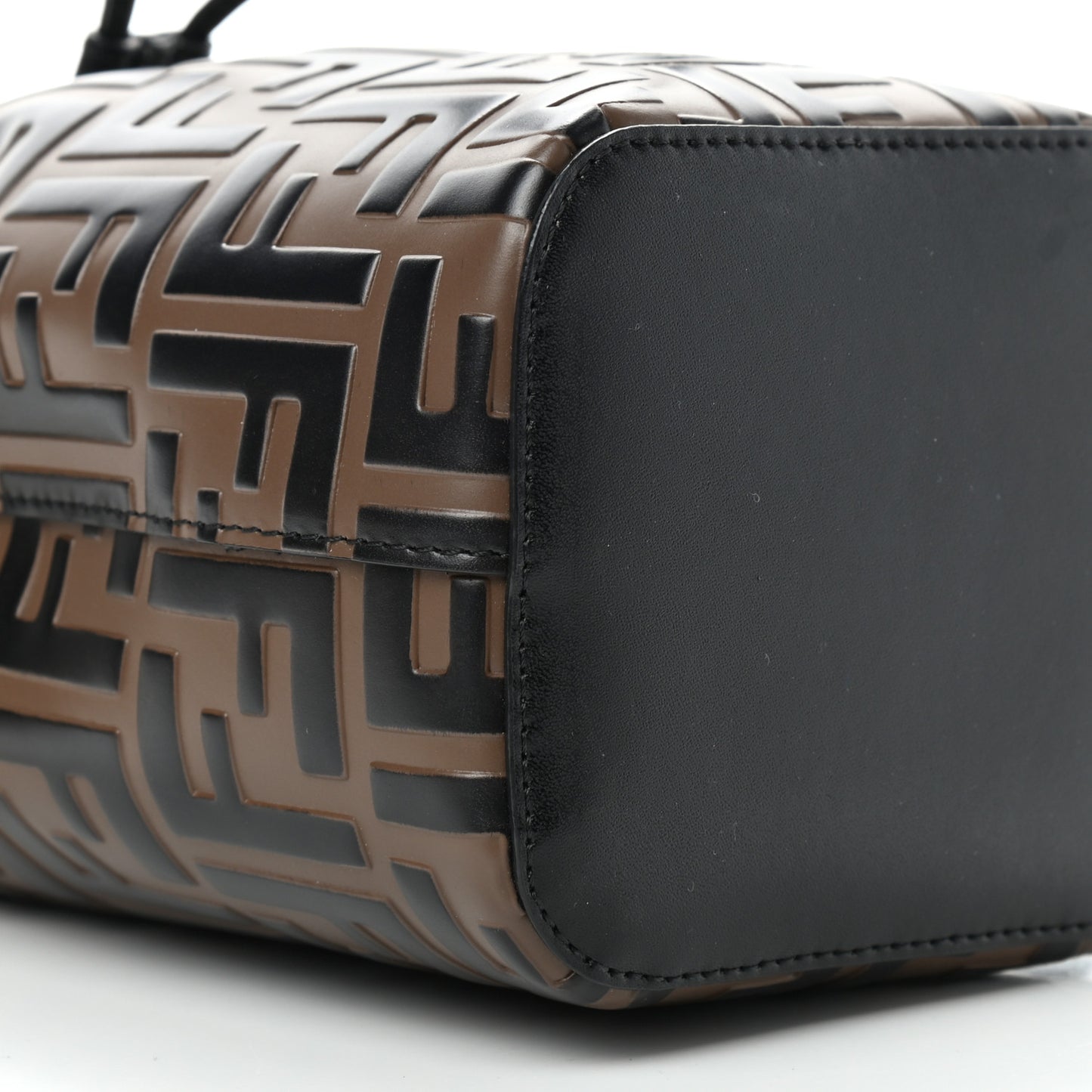 Vitello Liberty F is Fendi Bi-Color FF 1974 Embossed Mini Mon Tresor Bucket Bag Maya Black