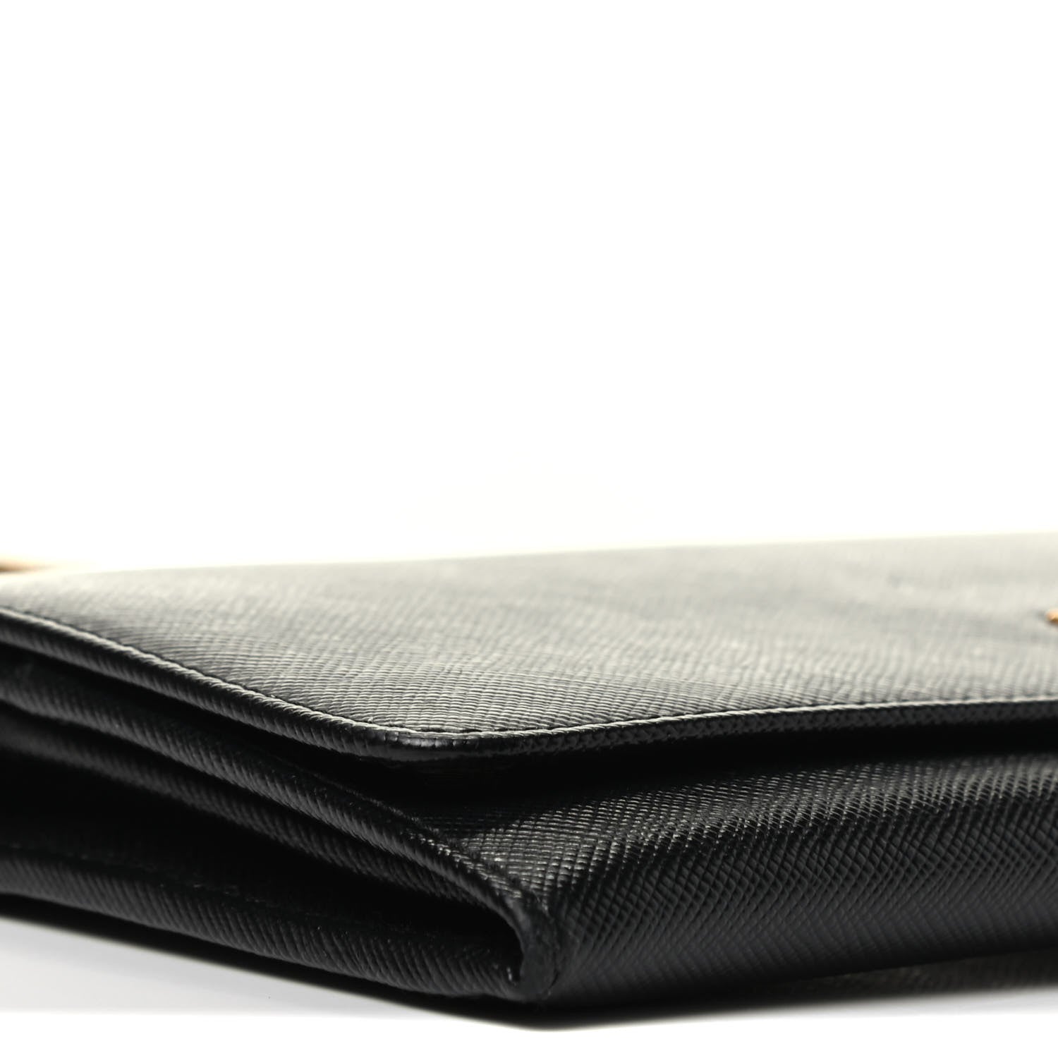 Prada Saffiano Metal Oro Chain Wallet Black 8 of 9