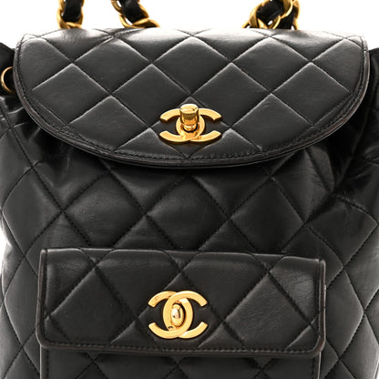Chanel Lambskin Quilted Drawstring Backpack Black 8 of 10