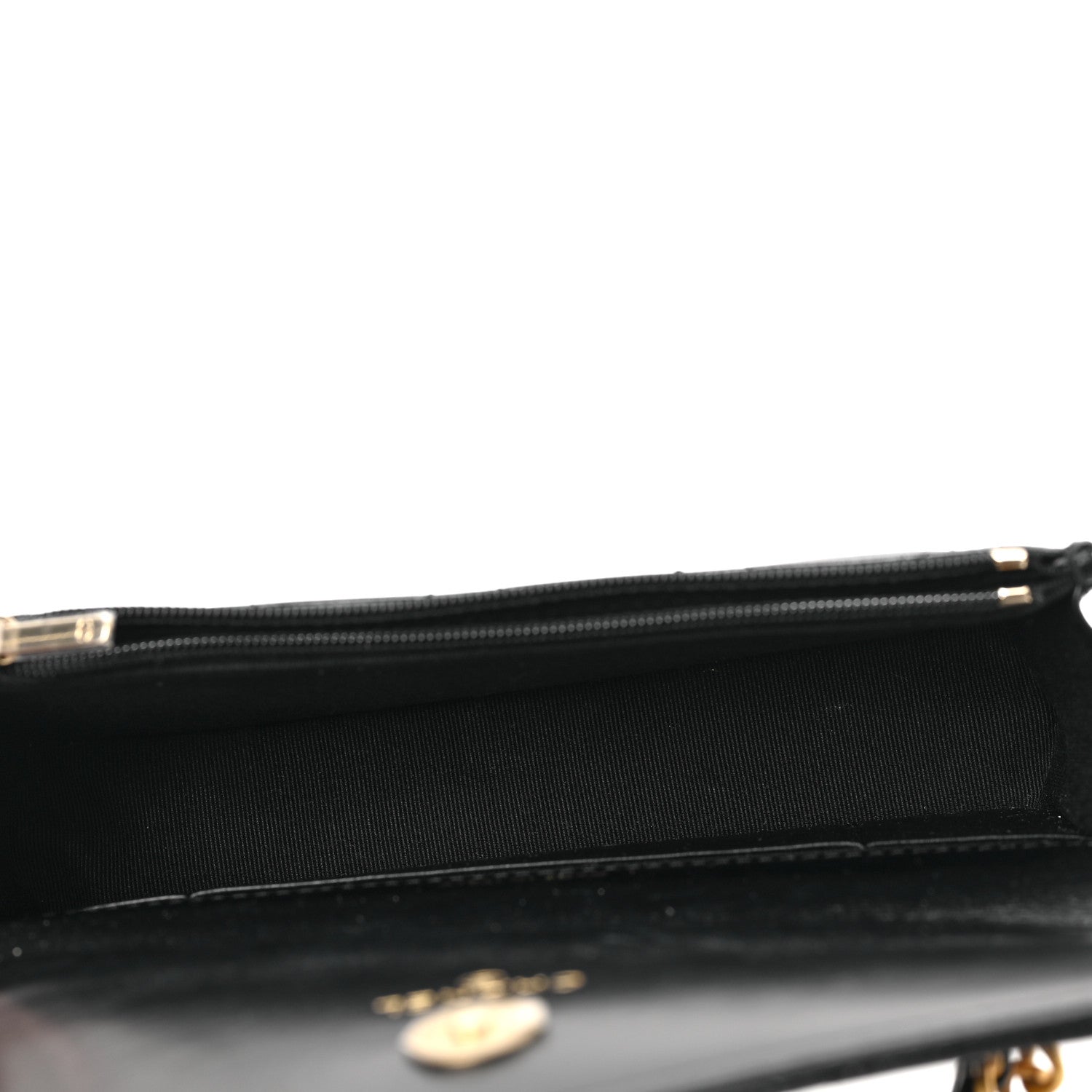 Chanel Shiny Calfskin Quilted Top Handle Flap Phone Holder With Chain Black 5 of 11