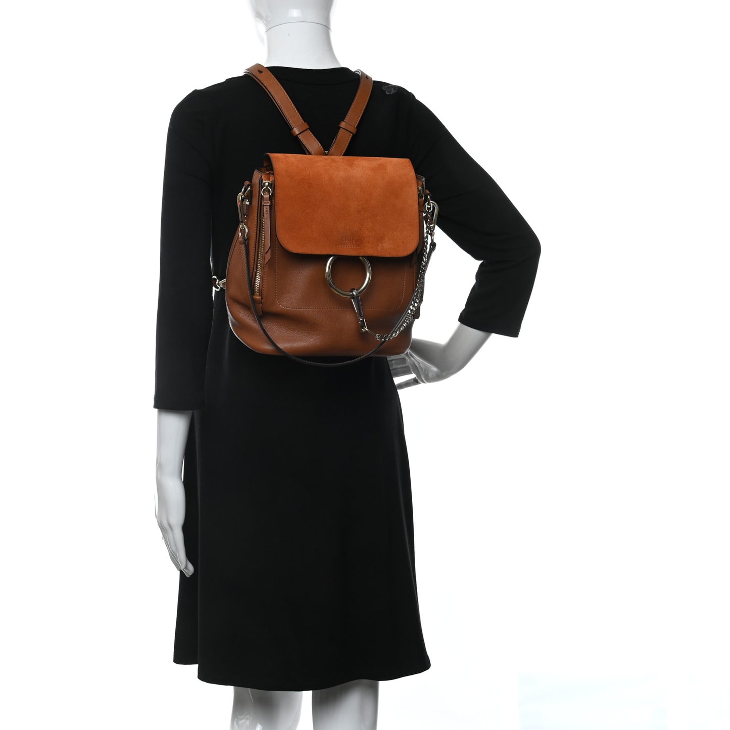 Suede Calfskin Medium Faye Backpack Tan