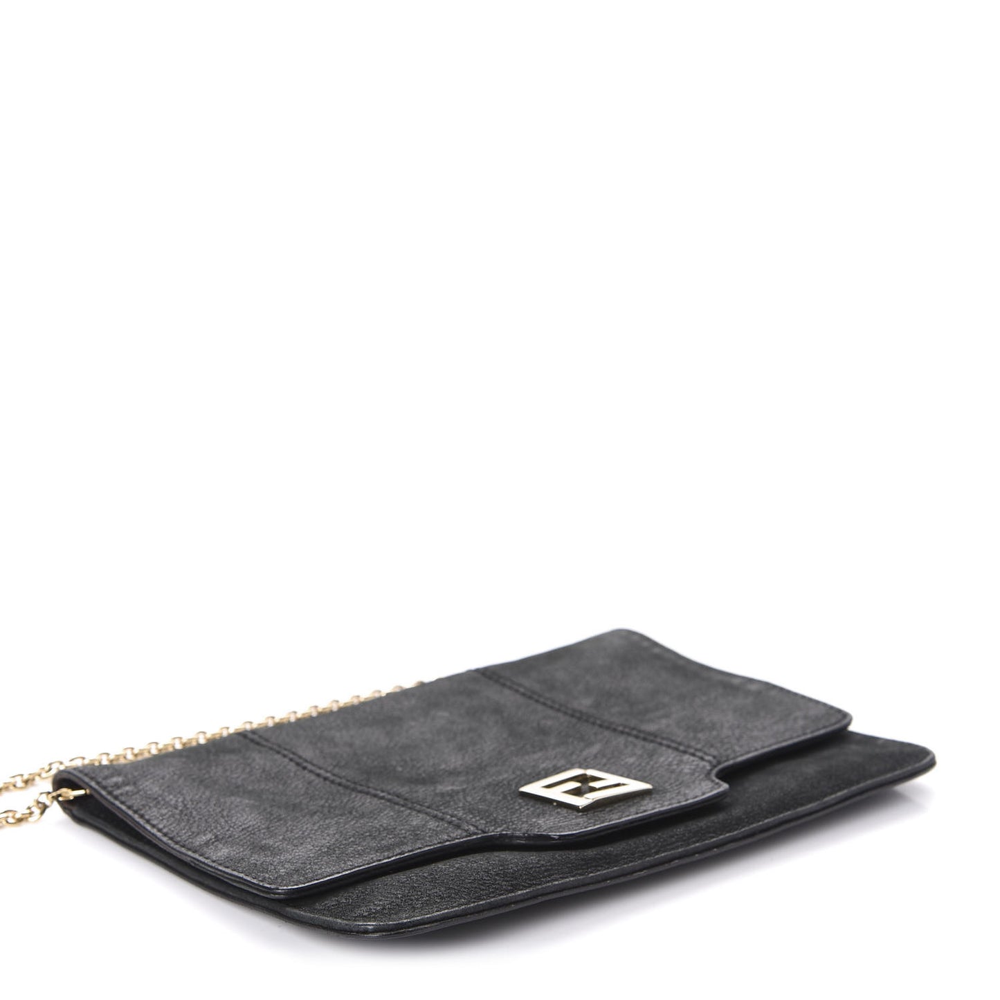 Metallic Nubuck Chain Shoulder Bag Black