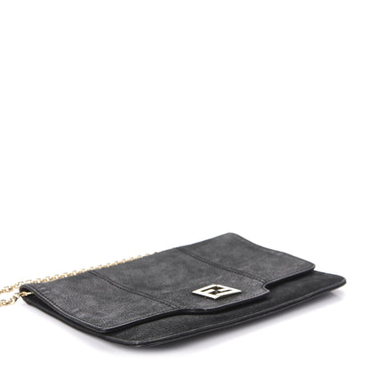 Fendi Metallic Nubuck Chain Shoulder Bag Black 4 of 10