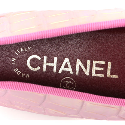 Chanel Iridescent Calfskin Crocodile Embossed Ballerina Flats 40 Pink 9 of 11