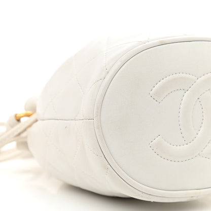 Chanel Lambskin Quilted Tassel Drawstring Pouch White 10 of 12