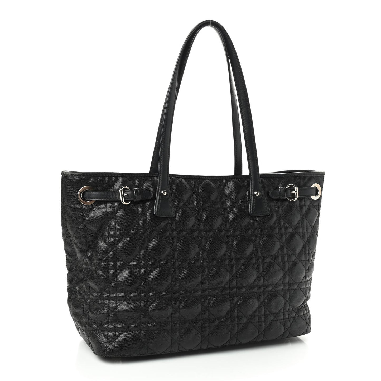 Coated Canvas Cannage Small Panarea Tote Black