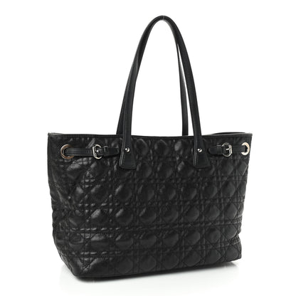 Christian Dior Coated Canvas Cannage Small Panarea Tote Black 2 of 8