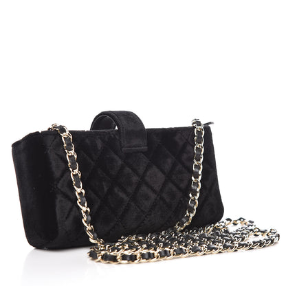 Chanel Velvet Quilted Small Clutch With Chain Black 3 of 9