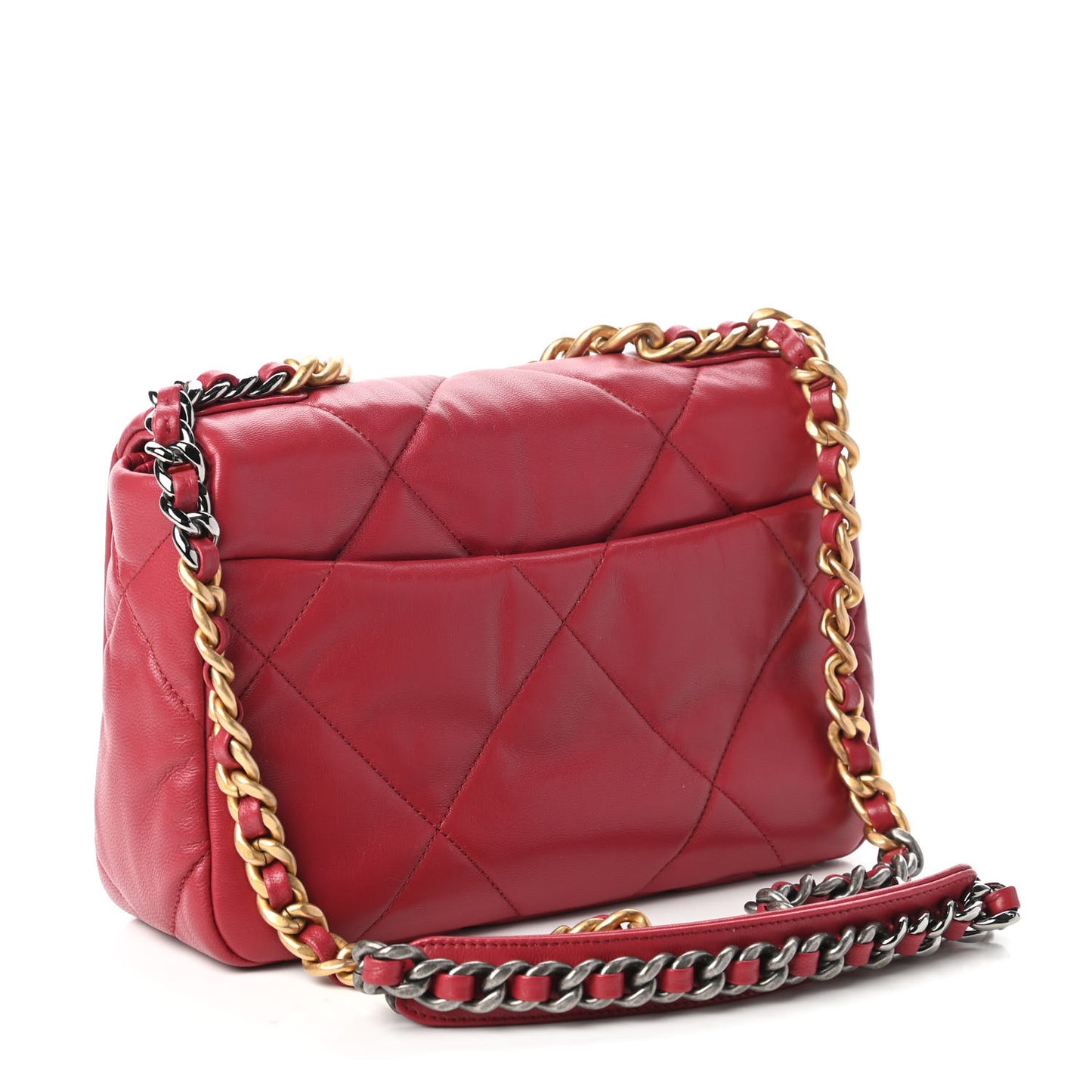Lambskin Quilted Medium Chanel 19 Flap Red