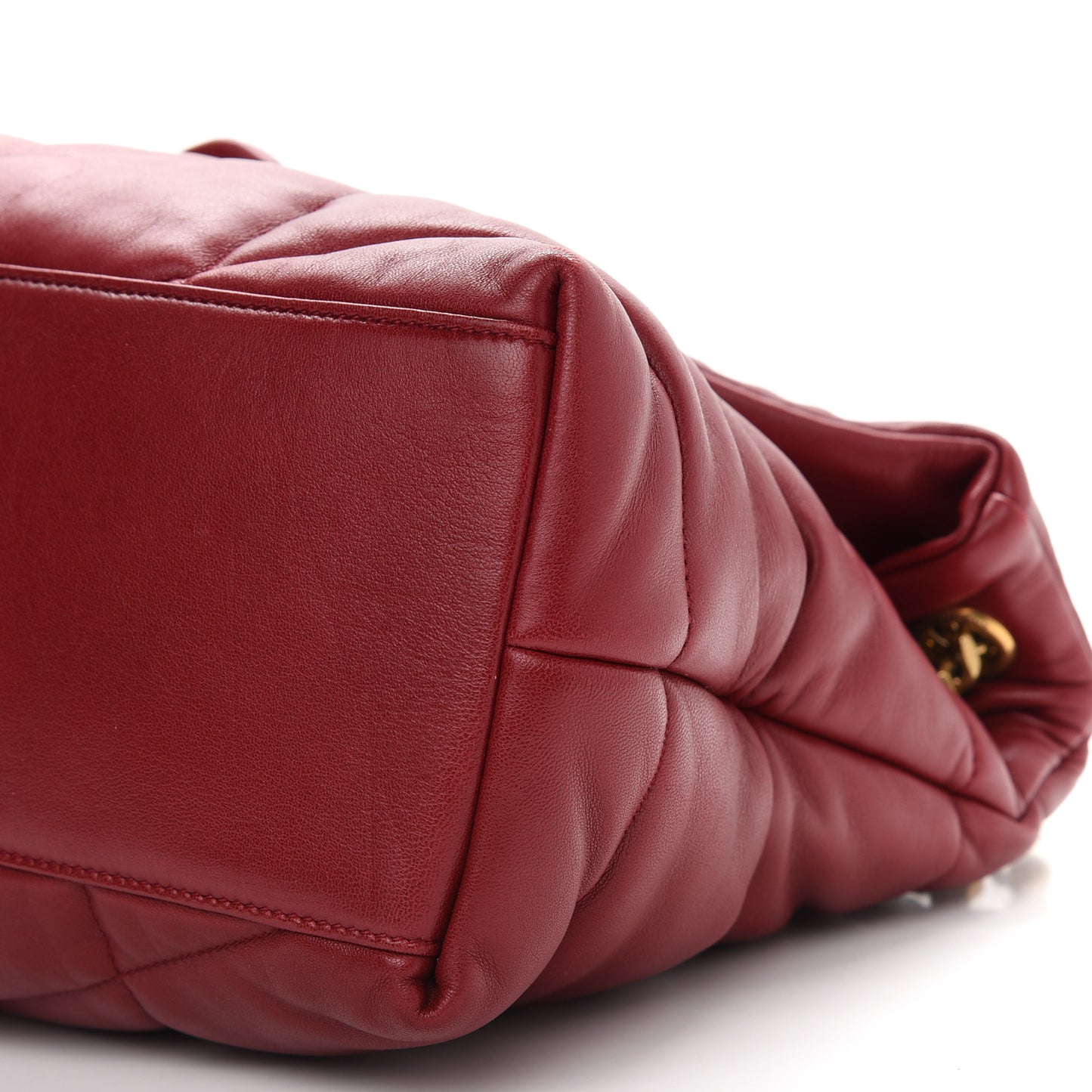 Lambskin Quilted Medium Loulou Puffer Monogram Chain Satchel Opyum Red