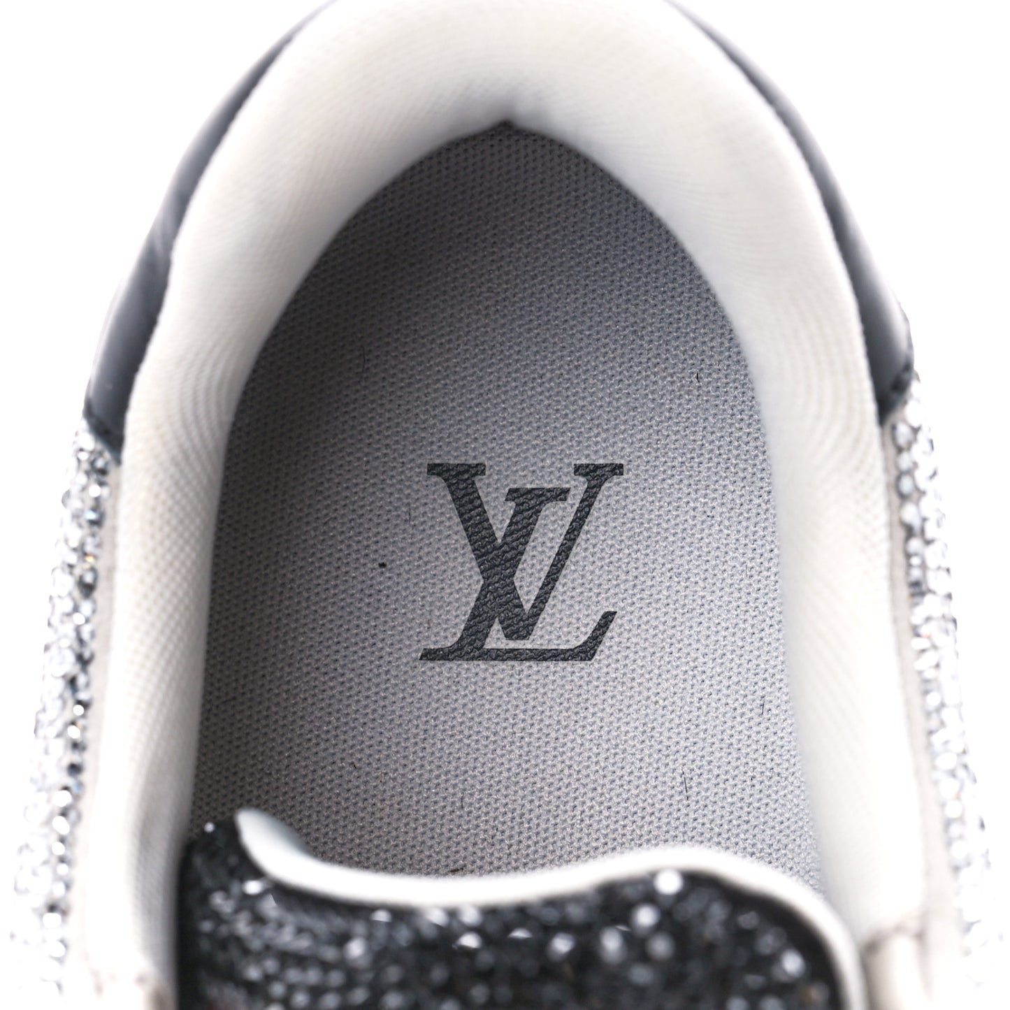 Crystal Mens LV Trainer Sneakers 9 Black Grey