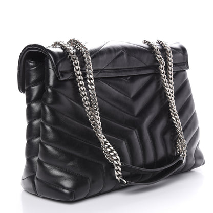 Saint Laurent Calfskin Y Quilted Monogram Medium Loulou Chain Satchel Black 3 of 18