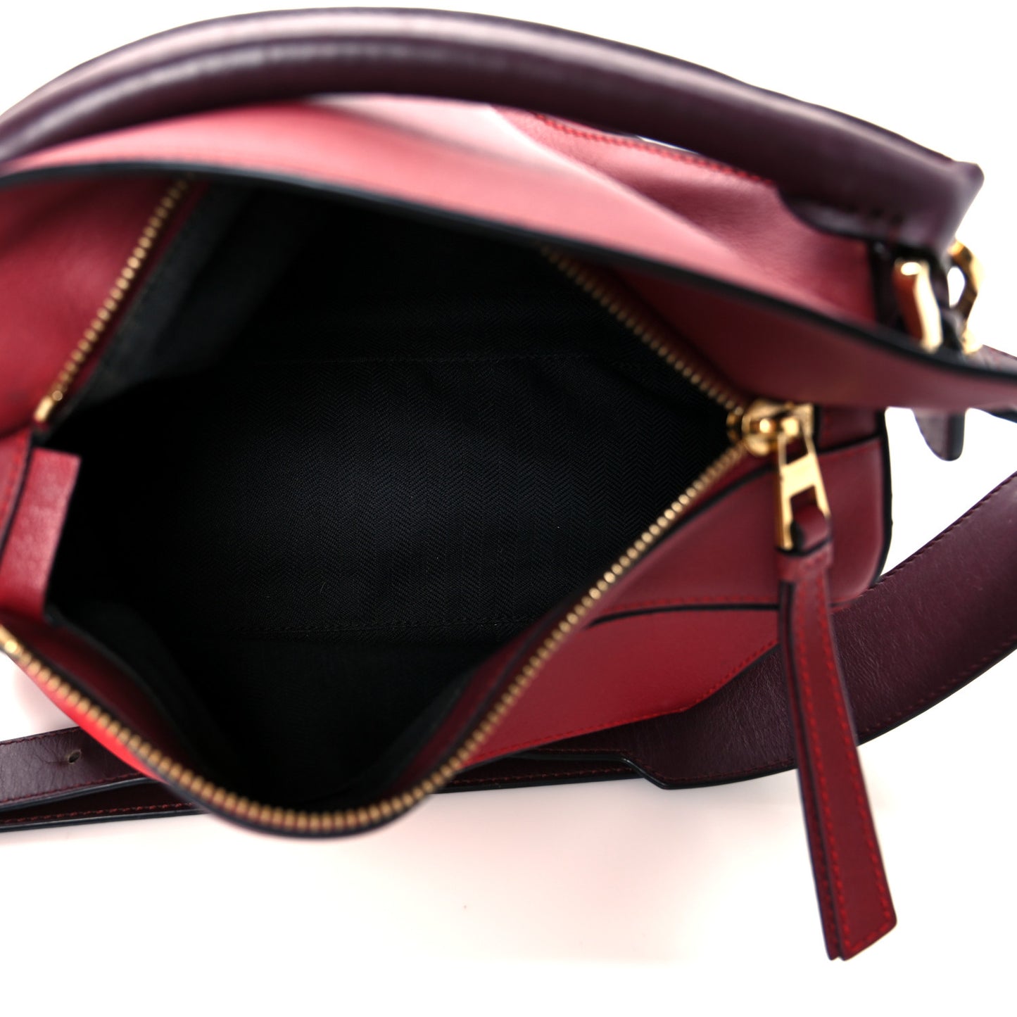 Calfskin Colorblock Small Puzzle Bag Red