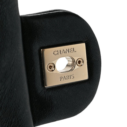 Chanel Lambskin Snakeskin Quilted Frame Flap Black 7 of 13