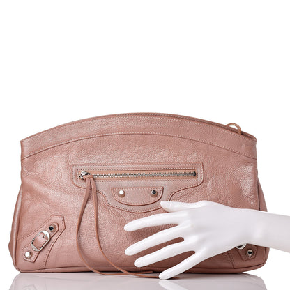 Balenciaga Chevre Classic Silver Hardware Premier Clutch Rose 2 of 11