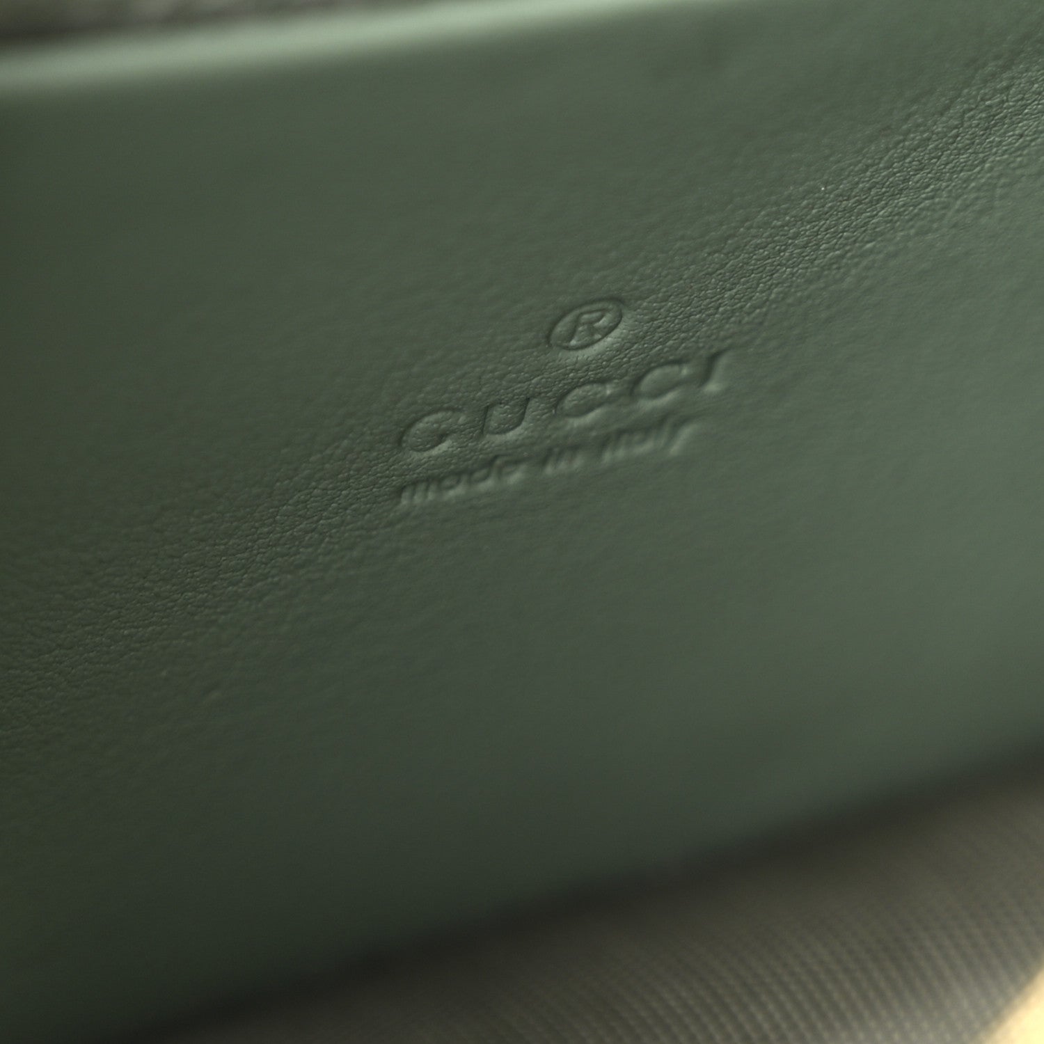 Gucci GG Supreme Monogram Textured Calfskin Emblem Wallet On Chain Sage Green 6 of 11