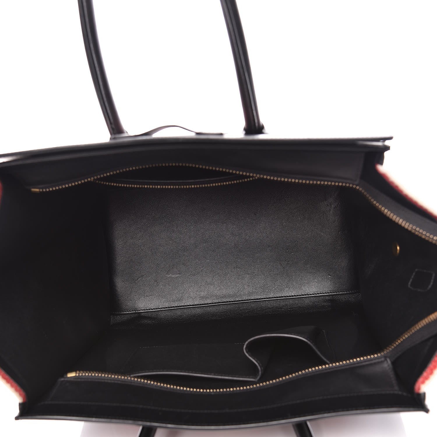 Celine Smooth Calfskin Canvas Bi-Color Striped Mini Luggage Red 5 of 14